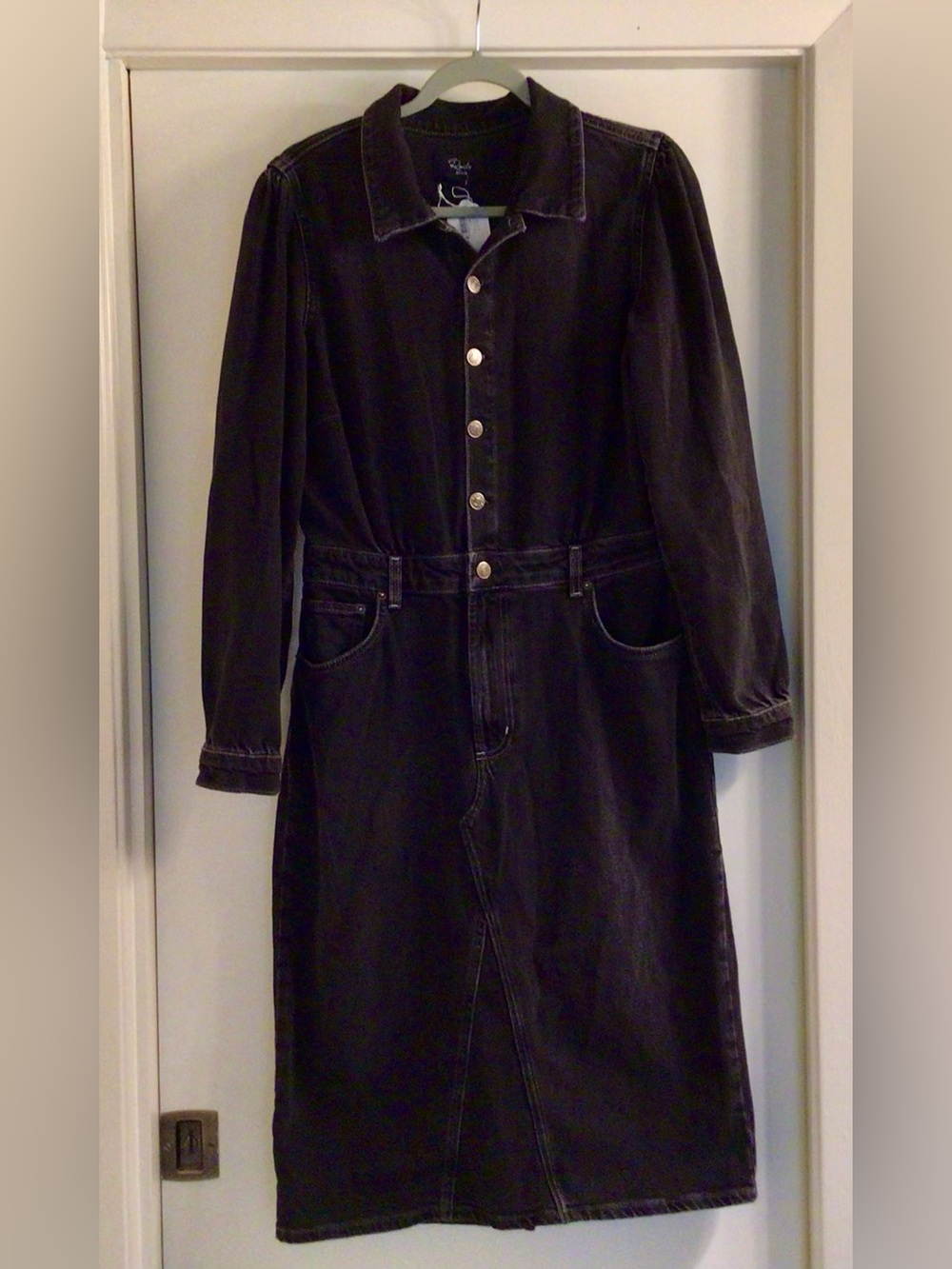 RAILS / Beverly - Washed Black Denim Midi Shirt Dress - Sz L - Picture 5 of 14